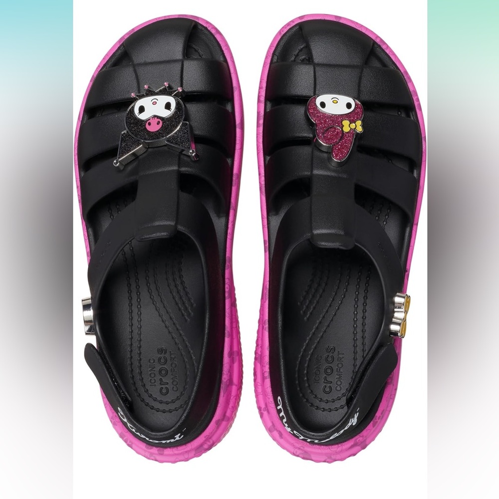 Hello Kitty Kuromi My Melody Stomp Sandals Crocs - Black / Pink - Picture 2 of 13